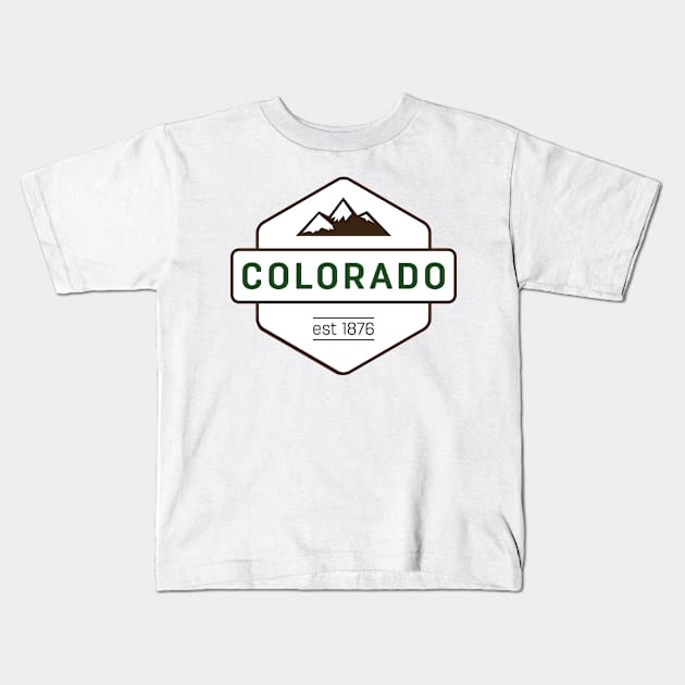 Colorado Mountain Badge T Shirt Kids T-Shirt by HolidayShirts